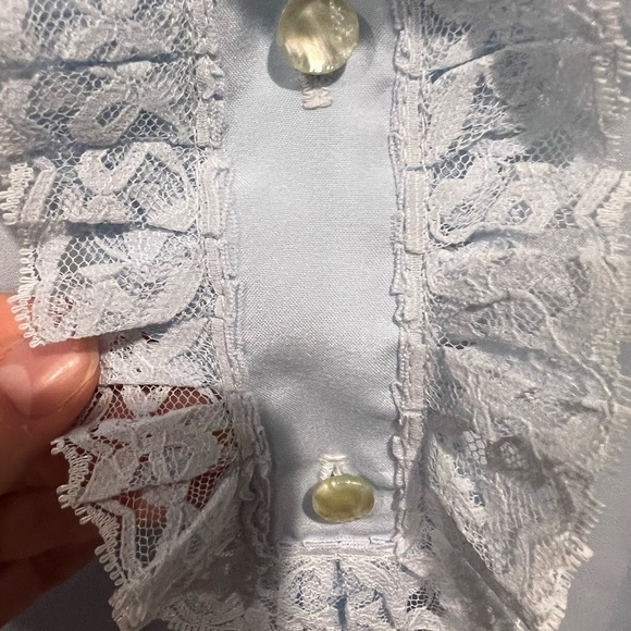Vintage Ruffle Lace Short Sleeve Women’s Sears Shirt - Picture 5 of 9
